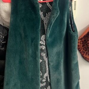 Diane Von Furstenberg Emerald Faux Fur Vest
